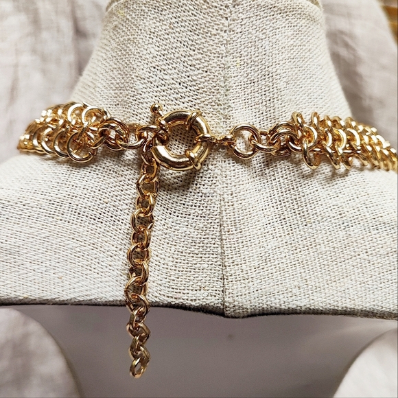 Clear Crystal Glass Faceted Beads Gold Tone Statement Bib Style Necklace - Picture 5 of 14